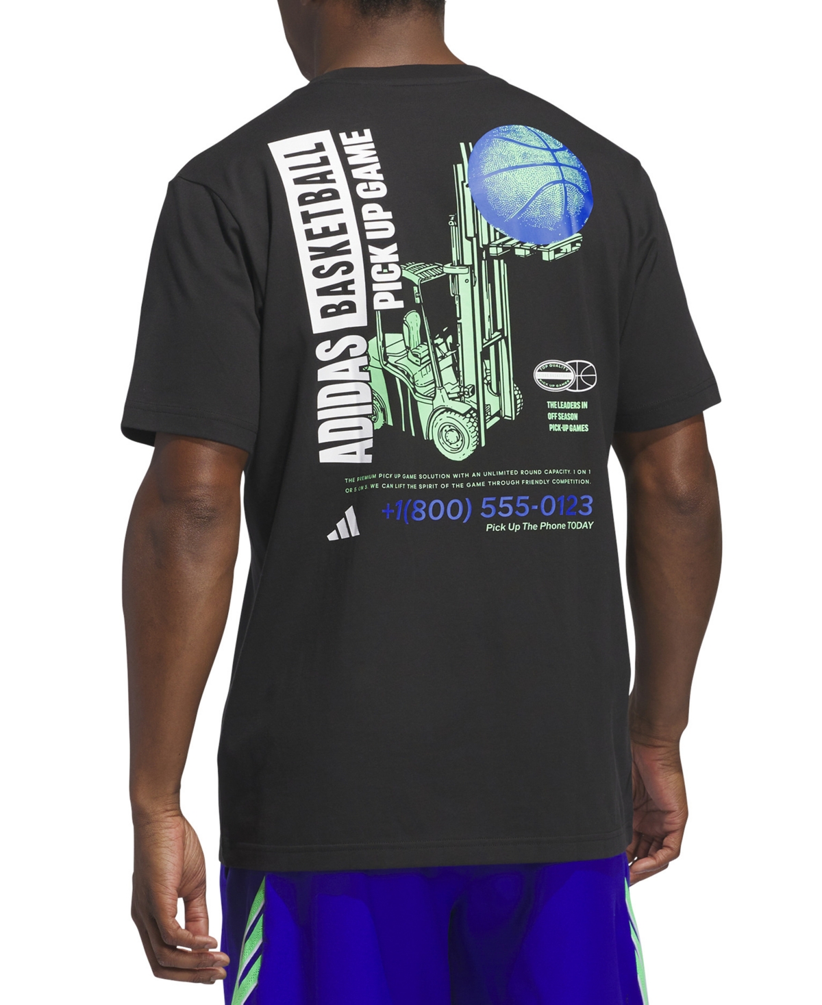 Adidas Originals Men's Pick Up Game Graphic Crewneck T-shirt In Black
