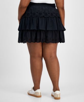 Plus Size Tiered Ruffle Mini Skirt, Exclusively at Macy's 