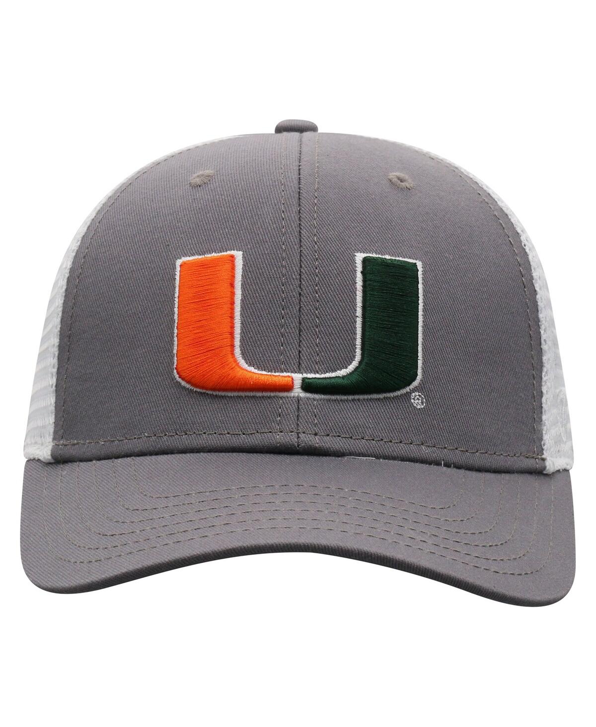 Top Of The World Men's Gray/white Miami Hurricanes Victory Baseline Trucker Adjustable Hat In Gray,white