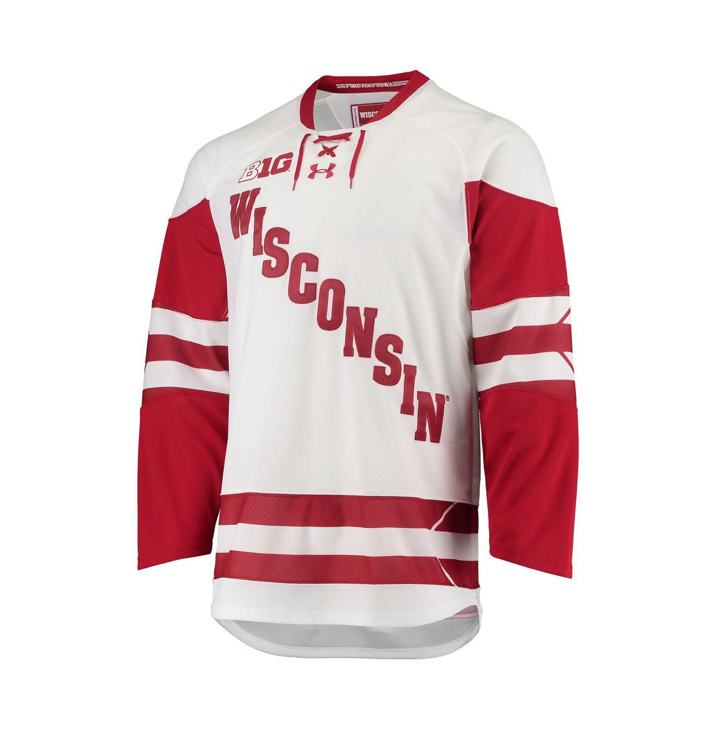 Мужской топ Under Armour White Wisconsin Badgers UA Replica Hockey Jersey — фото 5