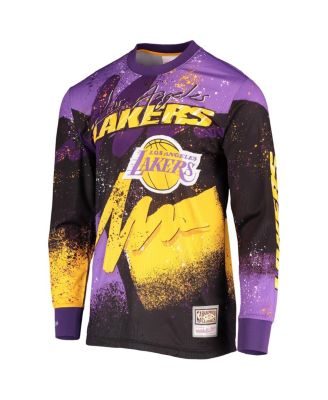 Men's Purple Los Angeles Lakers Hardwood Classics Hyper Hoops Moto Sublimated Long Sleeve T-shirt