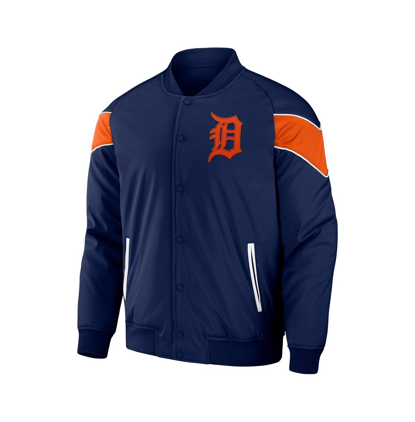 Мужская куртка Fanatics Navy Detroit Tigers Baseball Raglan Full-Snap — фото 2