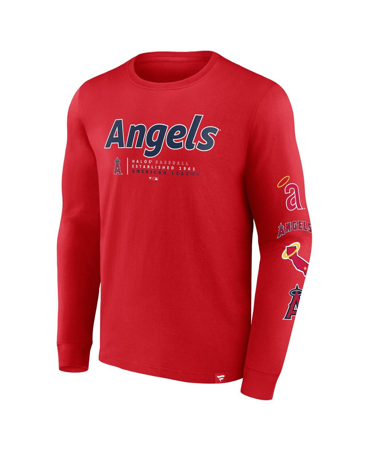 Fanatics Men's Red Los Angeles Angels Strike The Goal Long Sleeve T-shirt In Red