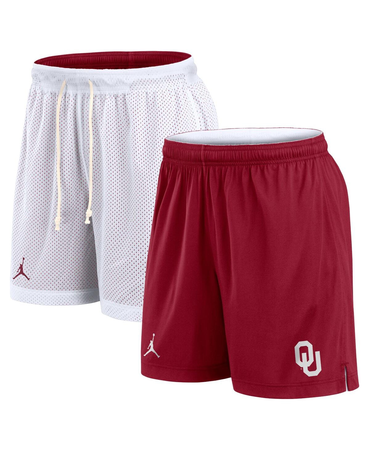 JORDAN MEN'S WHITE/CRIMSON OKLAHOMA SOONERS PRIMETIME REVERSIBLE SHORTS 