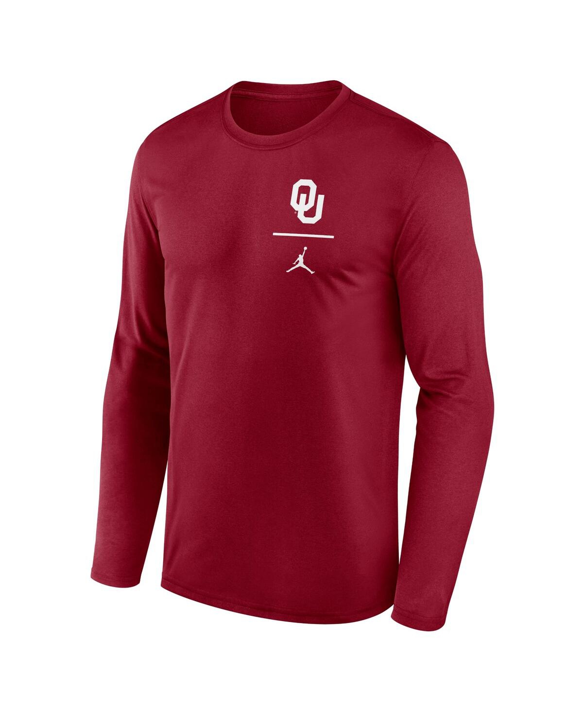 Jordan Men's Crimson Oklahoma Sooners Primary Stack Legend Long Sleeve T-shirt In Red