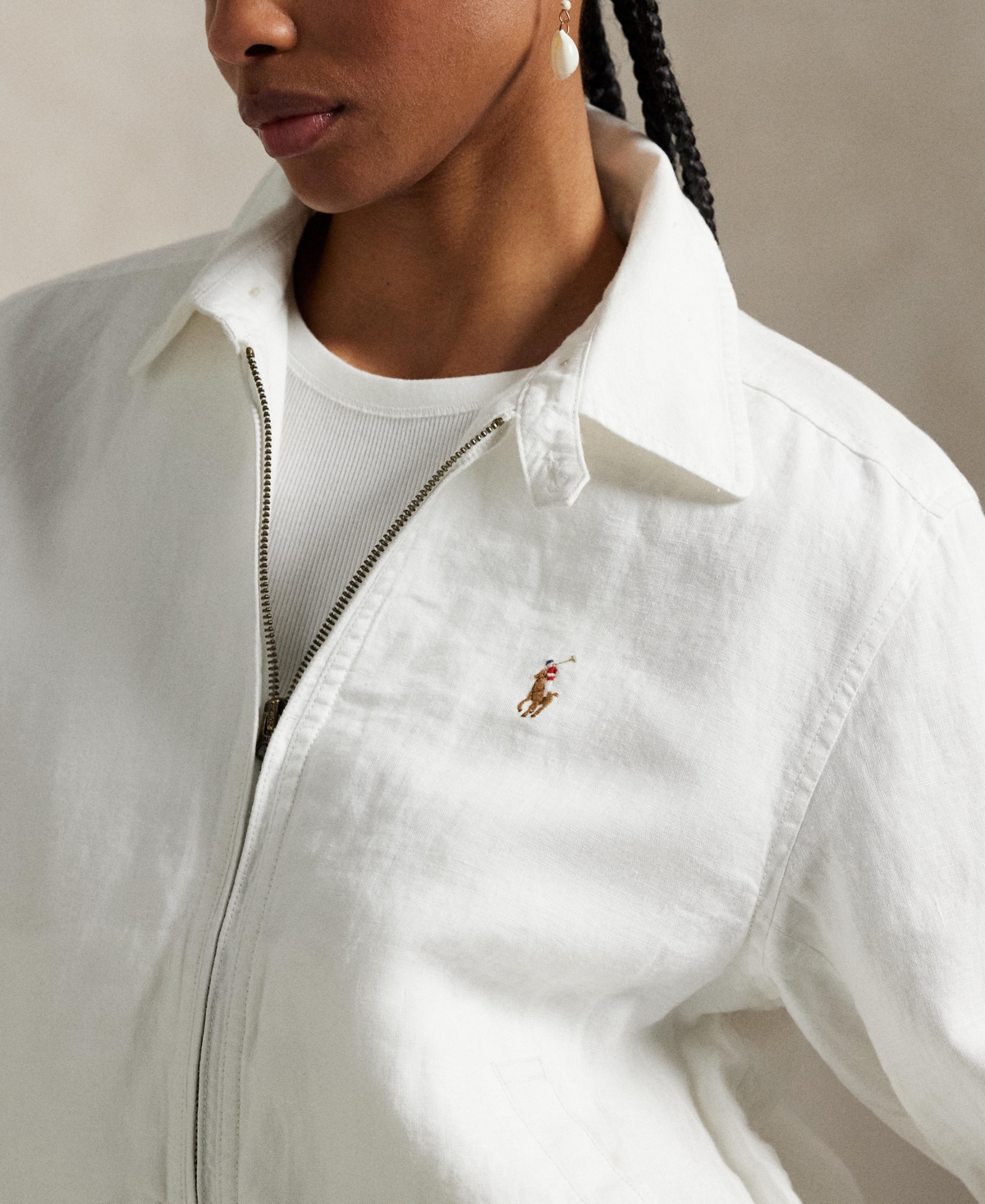 Polo Ralph Lauren Women's Linen Windbreaker In White