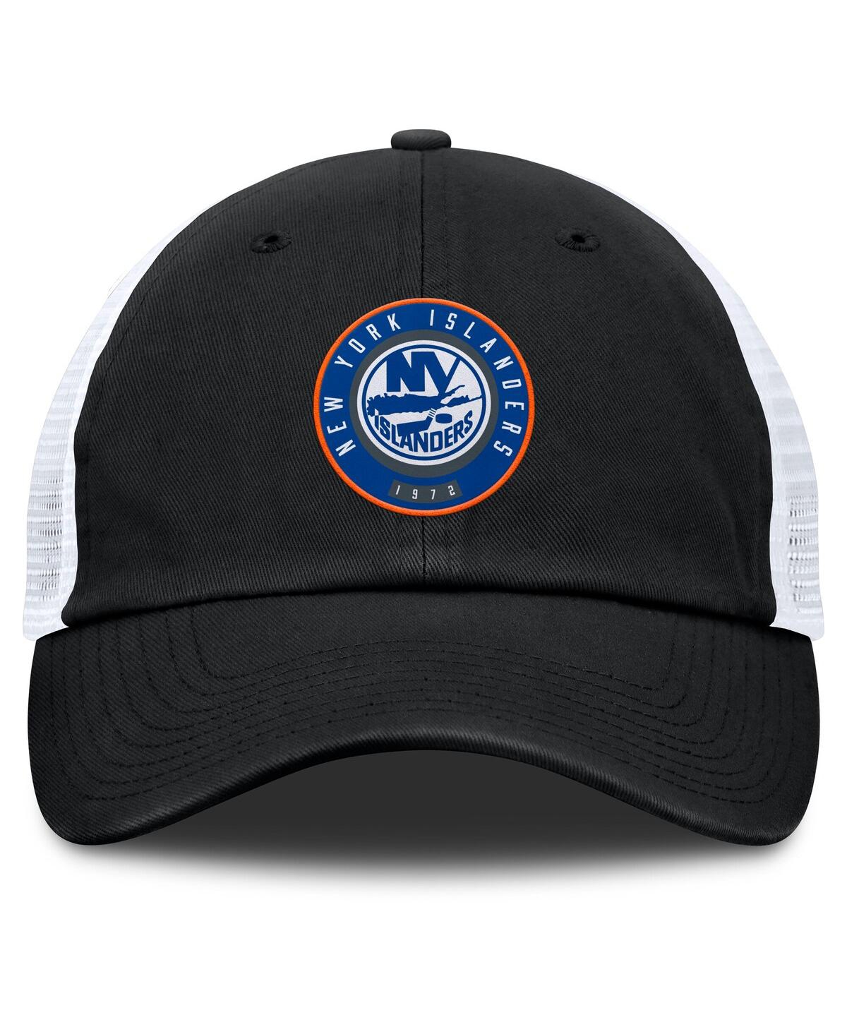 Fanatics Men's Black/white New York Islanders Averie Trucker Adjustable Hat In Black,white