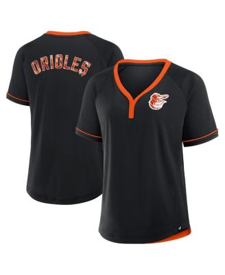 Fanatics - Women's Black Baltimore Orioles League Diva Star Raglan V-Neck T-shirt