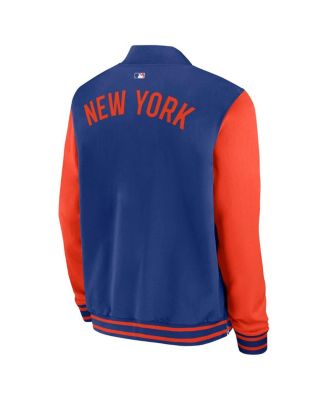 Men's Royal/Orange New York Mets Authentic Collection Dugout Full-Zip Bomber Jacket