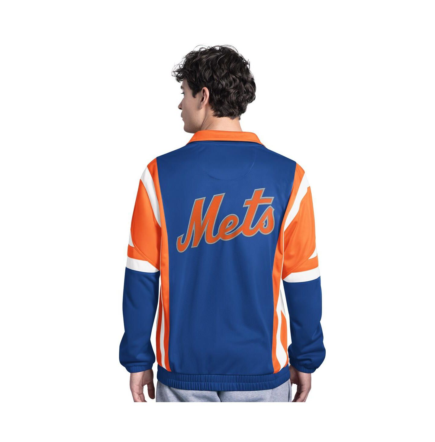 Мужская куртка Starter Royal/Orange New York Mets Contender Tricot Full-Zip Track — фото 2