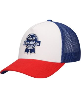 Men's White/Red Pabst Blue Ribbon A-Frame Trucker Adjustable Hat