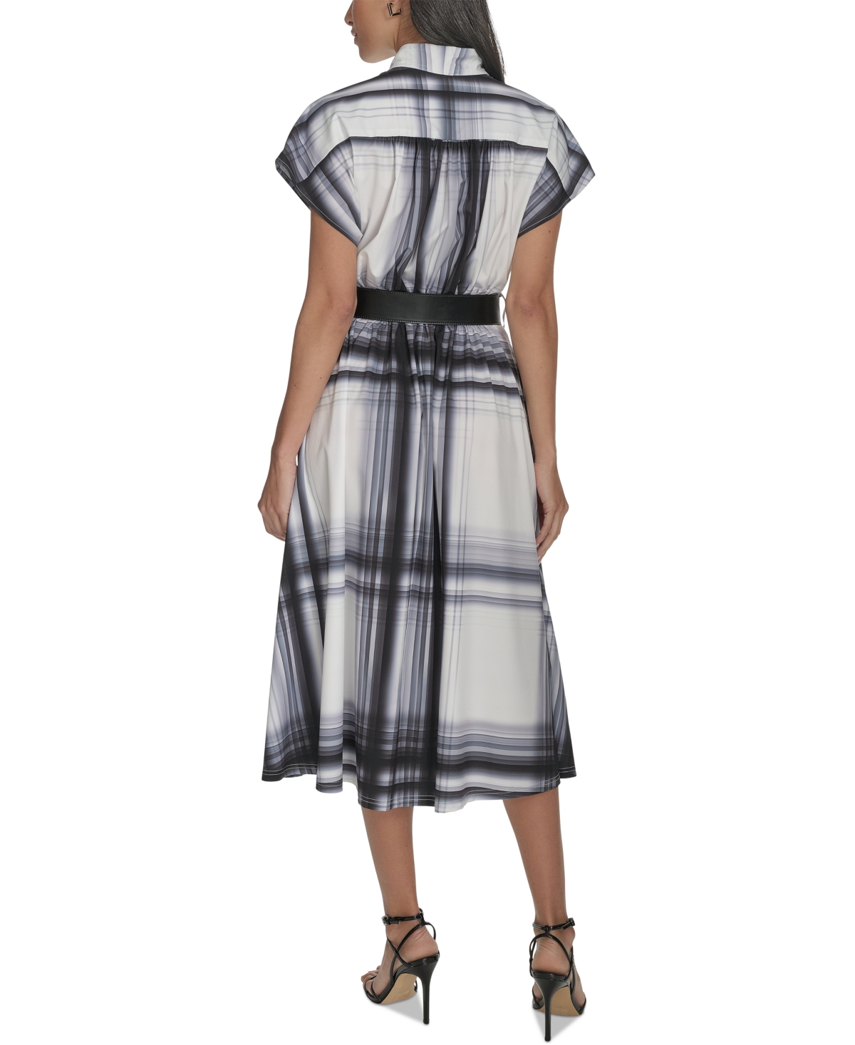 Calvin Klein Women's Plaid Belted A-line Dress In Black Multi