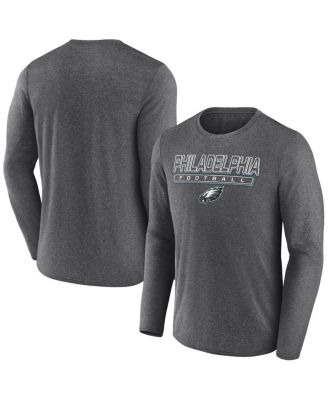 Fanatics - Men's Heather Charcoal Philadelphia Eagles Fundamentals Long Sleeve T-Shirt