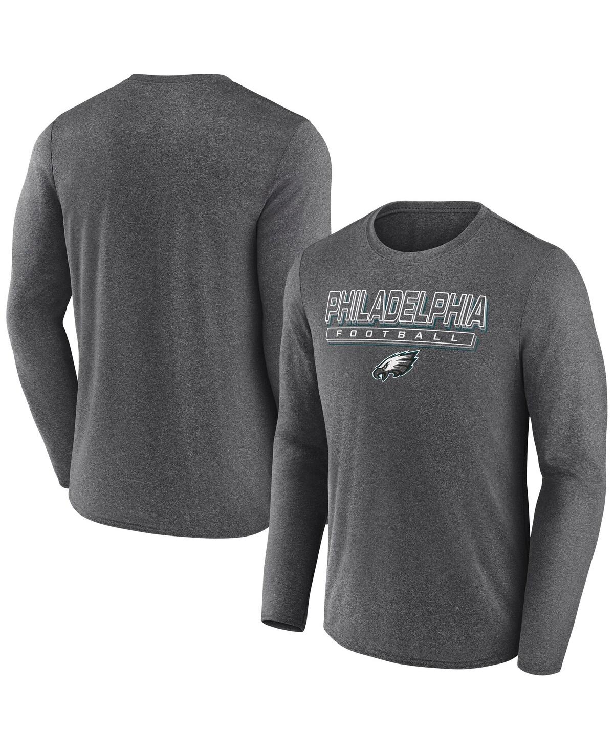 Fanatics Men's Heather Charcoal Philadelphia Eagles Fundamentals Long Sleeve T-shirt In Heather Charcoal