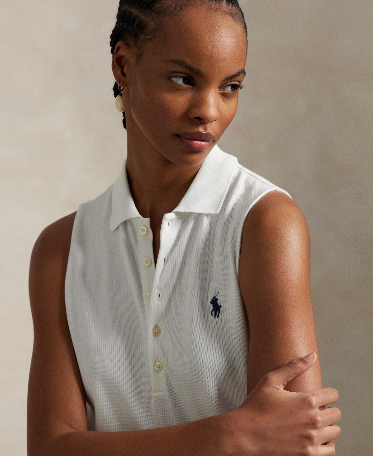 Polo Ralph Lauren Women's Stretch-cotton Sleeveless Polo Dress In White