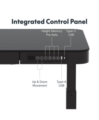 EG9B-E, Electric Height Adjustable Glass Top Standing Desk, Black