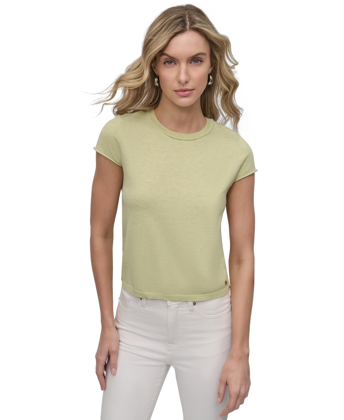 DKNY JEANS PETITE CAP-SLEEVE CREWNECK T-SHIRT 