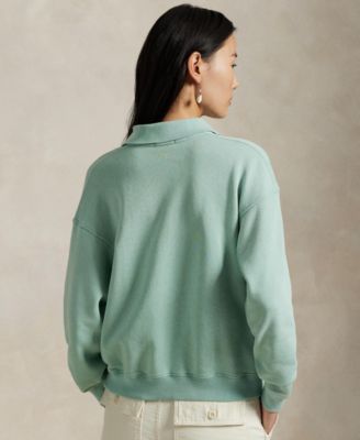 Women's Lightweight Fleece Long-Sleeve Polo Sweatshirt