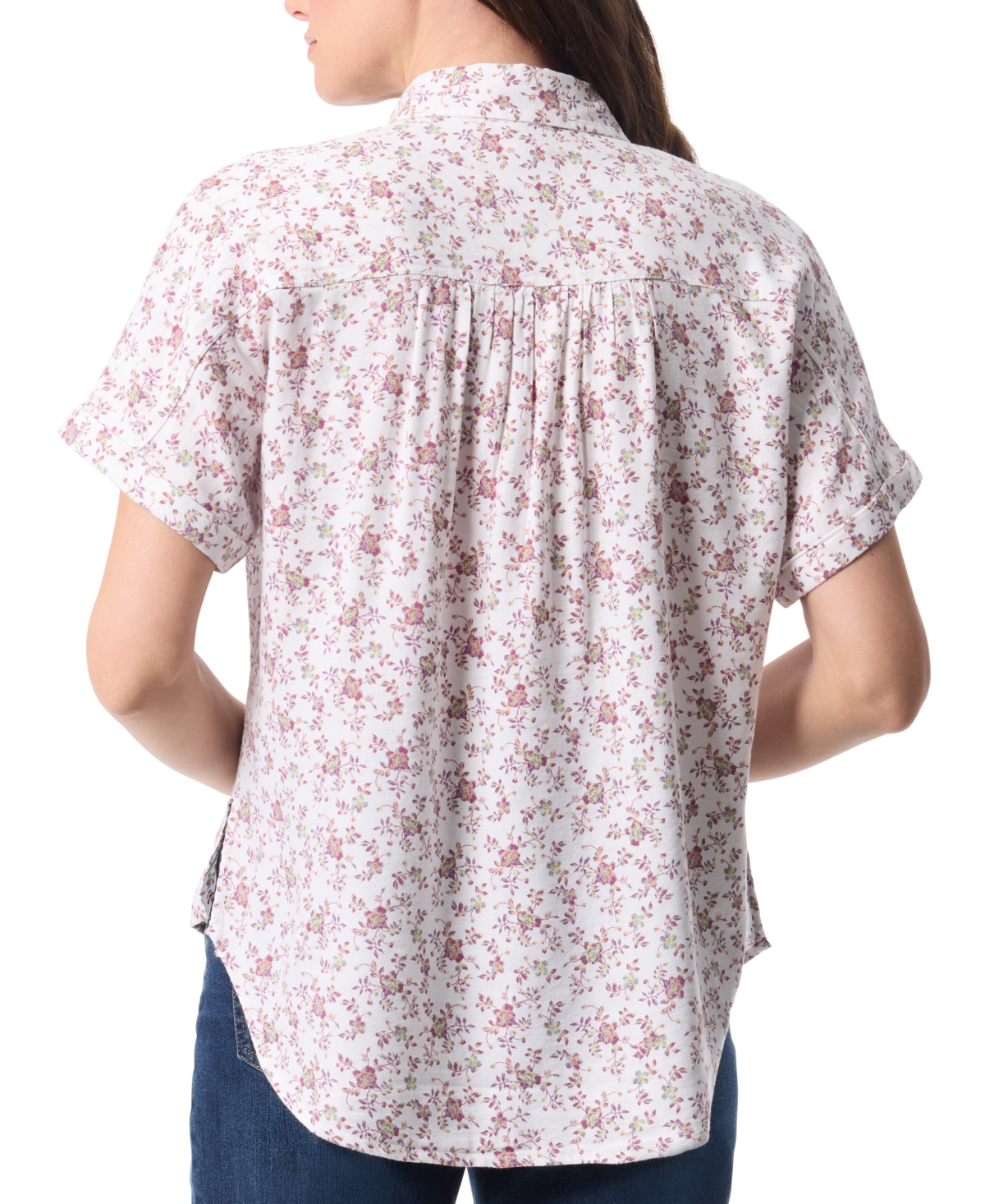 Gloria Vanderbilt Plus Size Daisy Printed Button-front Shirt In White Bisty Floral