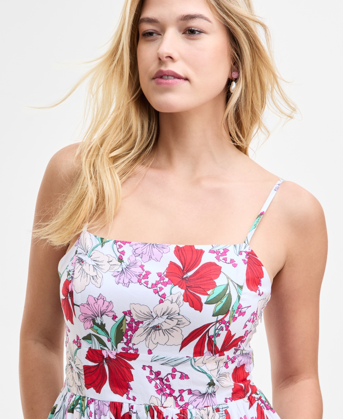 On 34th Women's Square-neck Maxi Dress, Exclusively At Macy's In Bright White Combo