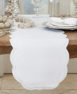 Embroidered Polka Dot Table Runner, 16" x 70"