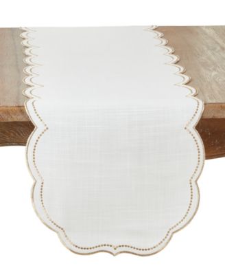 Embroidered Polka Dot Table Runner, 16" x 70"