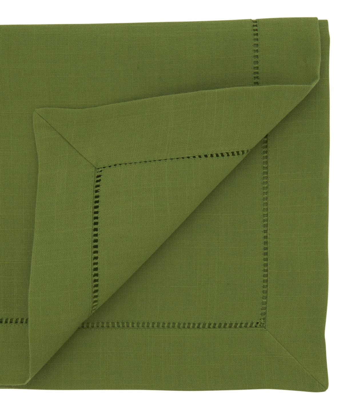 Saro Lifestyle Hemstitched Border Table Runner, 16" X 54" In Kiwi
