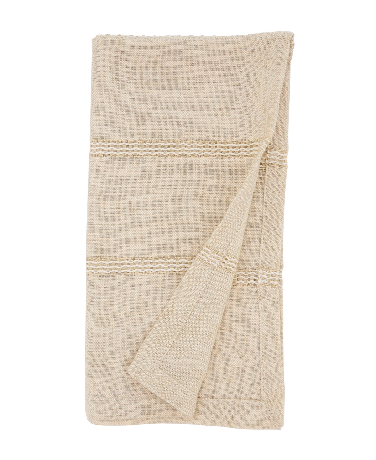 Saro Lifestyle Leno Stripe Elegance Napkin, Set Of 4 In Natural