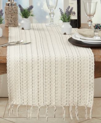 Tassel Trimmed Stripe Table Runner, 16" x 72"