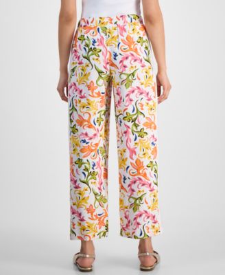 Petite Side-Panel Printed Pull-On Pants