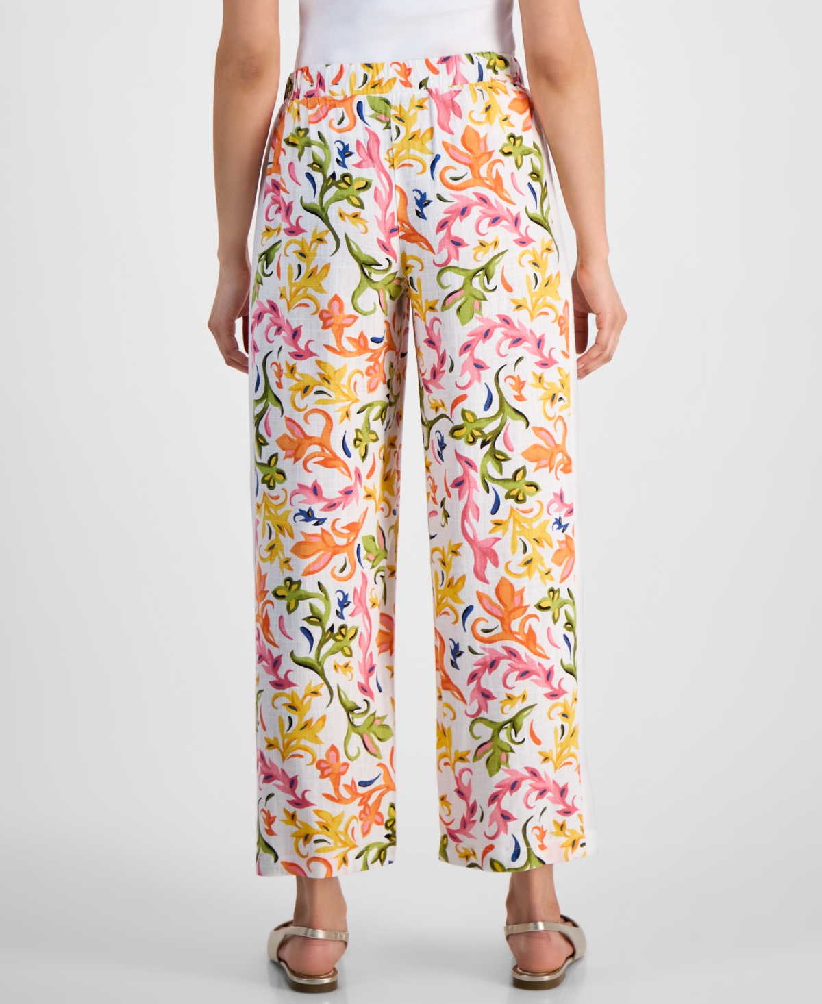 JM COLLECTION PETITE SIDE-PANEL PRINTED PULL-ON PANTS, EXCLUSIVELY AT MACY'S 