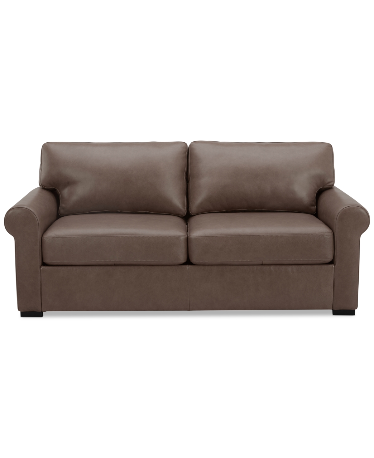 Macy's Radley 74" Leather Roll Arm Apartment Sofa, Exclusively At  In Medium Brown