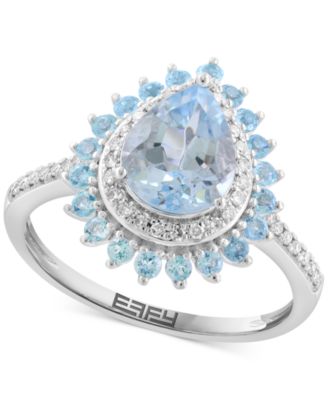 EFFY Collection - Aquamarine (1-3/8 ct. t.w.), Blue Topaz (3/8 ct. t.w.) & Diamond (5/8 ct. t.w.) Ring in 14k White Gold