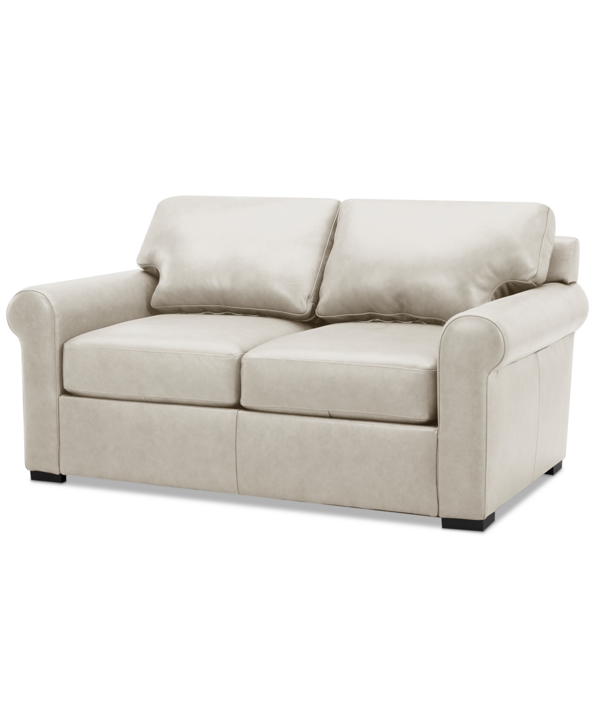Macy's Radley 61" Leather Roll Arm Loveseat, Exclusively At  In Coconut Milk