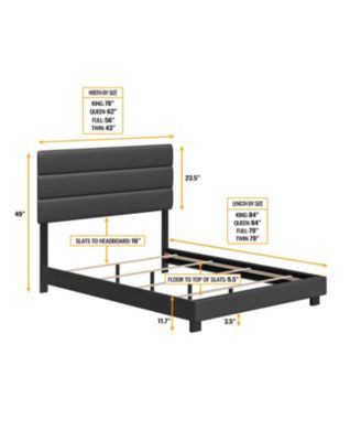 Napoli Leather Upholstered Platform Bed Frame with Tri-Panel Adjustable Headboard - Boyd Sleep