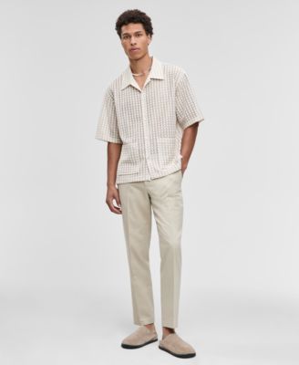 Men's Relaxed-Fit Textured-Knit Bubble Lace Button-Down Camp Shirt, Exclusively at Macy's 