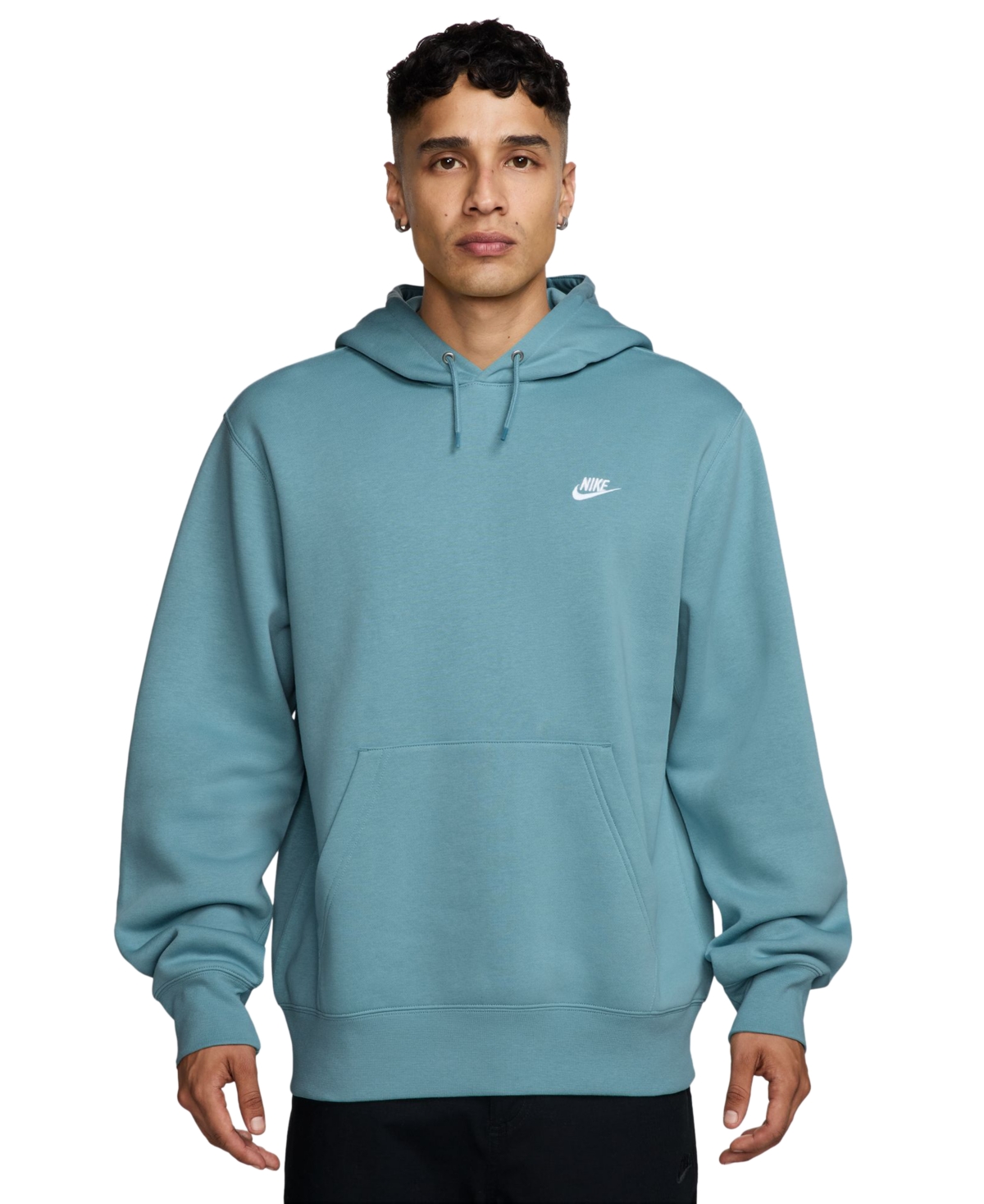 Nike Club Fleece Pullover Hoodie In Denim Turq,denim Turq,white