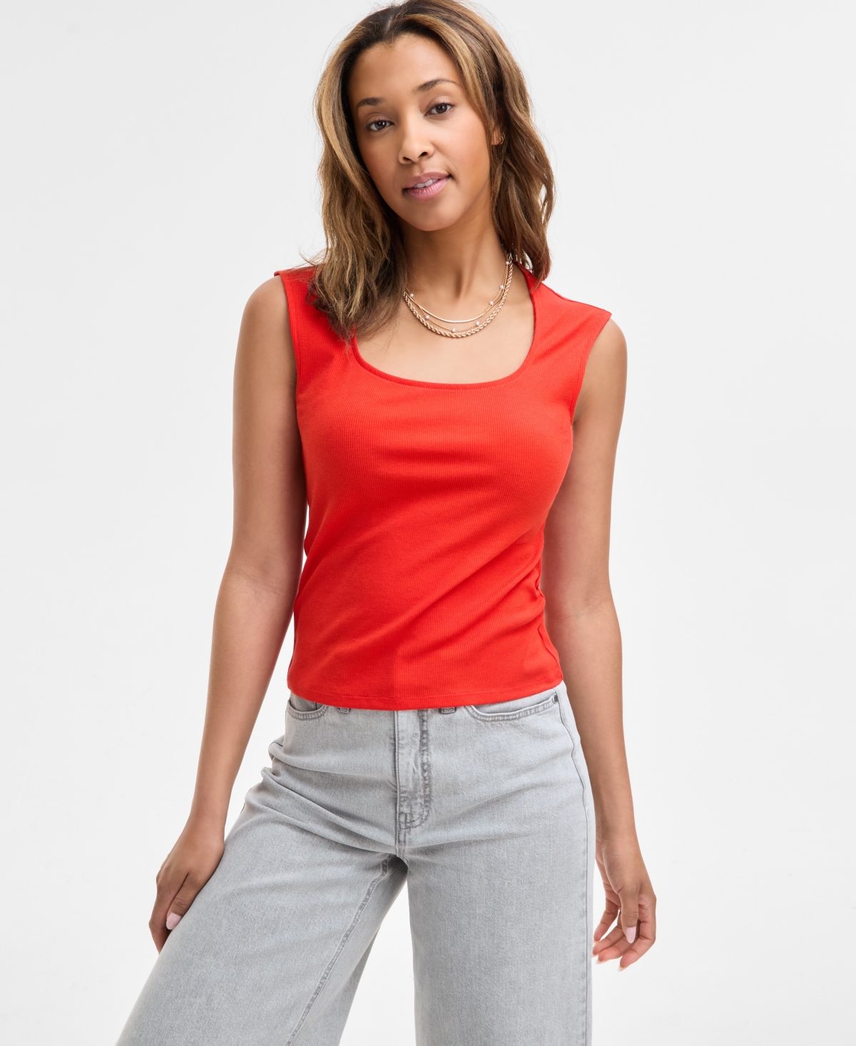 On 34th Women's Knit Scoop-neck Raglan-cap-sleeve Top, Exclusively At Macy's In Fiery Red