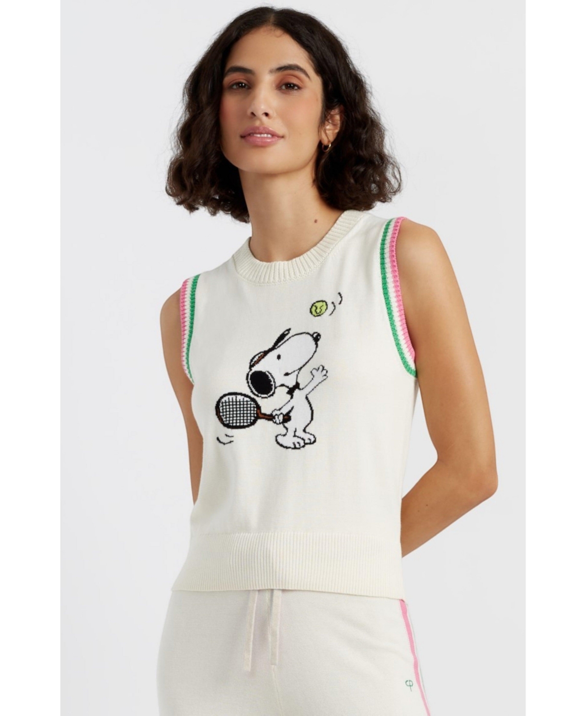 Women's Cotton Peanuts Racquet Club Tank - Cream
