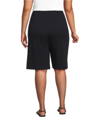 Plus Size Sport Knit High Rise Pleated 12" Bermuda Shorts
