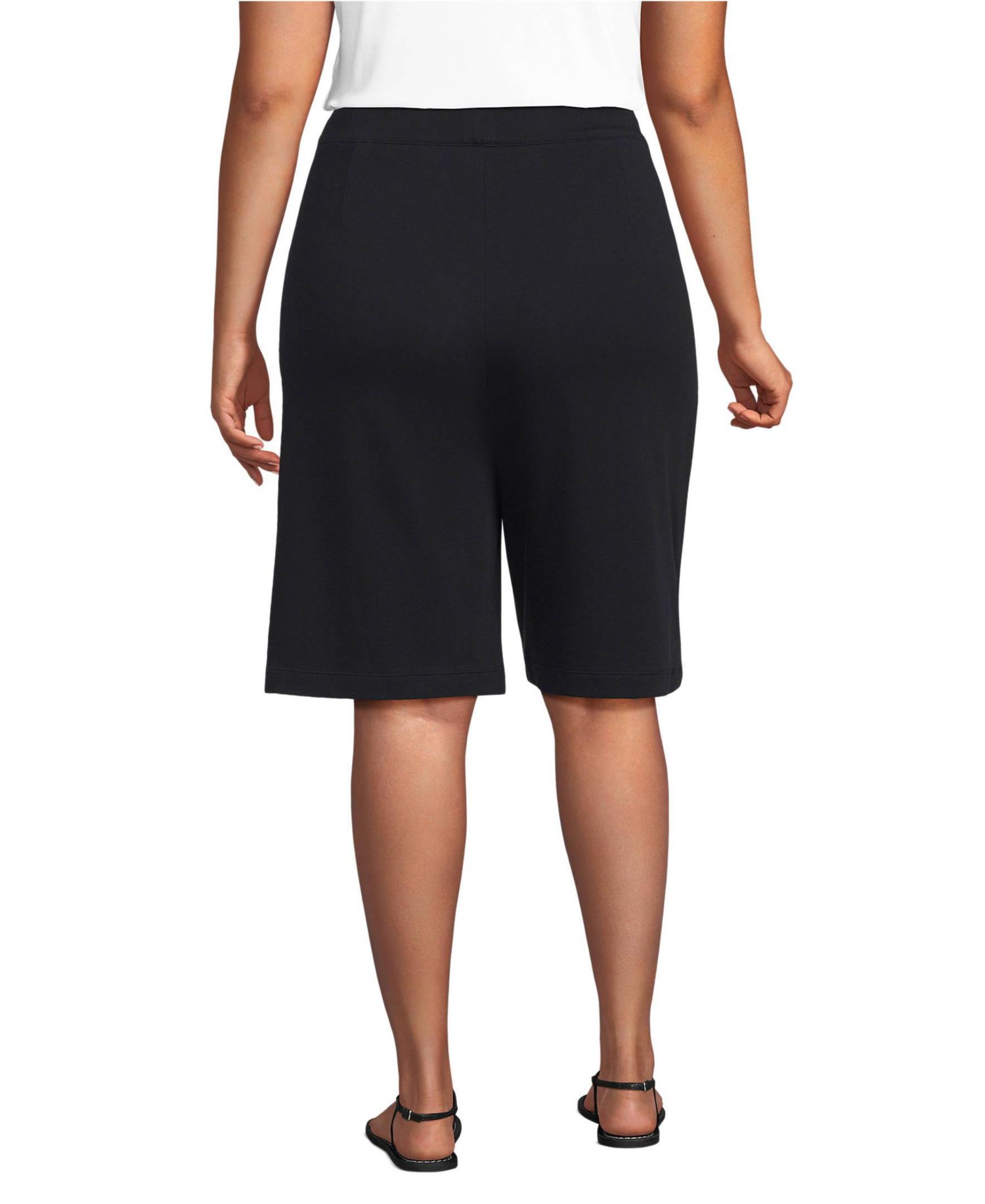 Plus Size Sport Knit High Rise Pleated 12" Bermuda Shorts