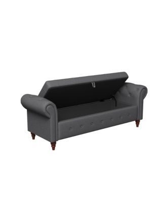 Upholstered Storage Bench with Rolled Arms