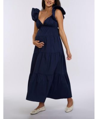 Maternity Ruffle Sleeve Tie-Back Maxi Dress - Motherhood