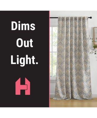 Messina Paisley Damask Patterned Back Tab Rod Pocket Curtains - Light Blocking Darkening Window Panels, Set of 2 (Grey/Yellow, 52 W x 96 L)