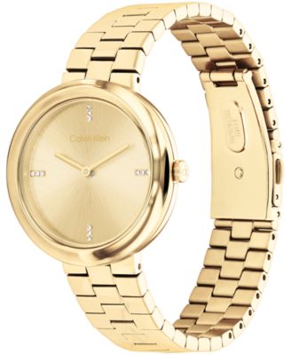 Women's Twisted Bezel Gold Tone Stainless Steel Bracelet Watch, 34mm