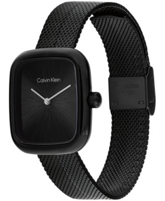 Women's Adore Ionic Plated Black Steel Mesh Bracelet Watch, 30mm