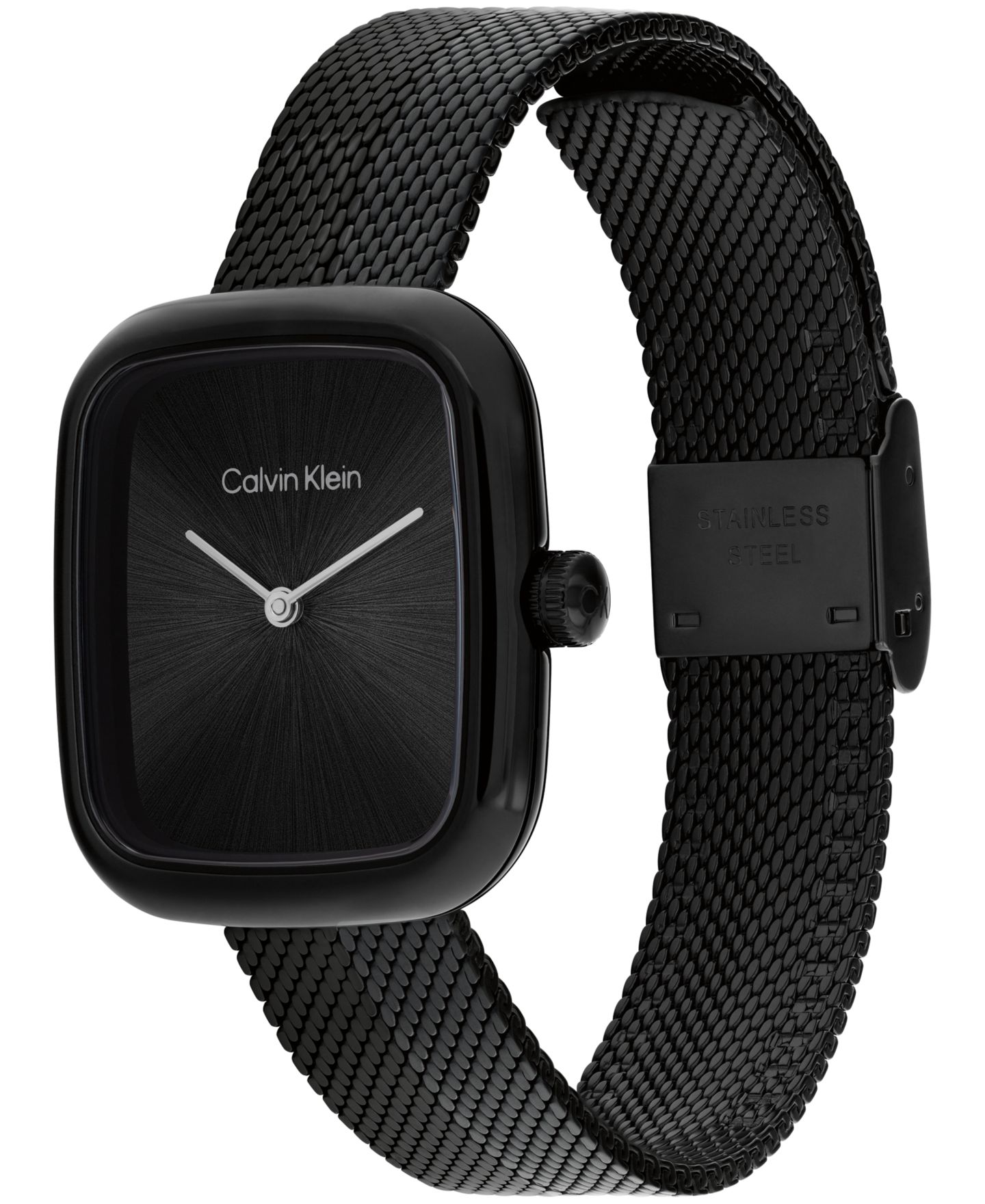 Женские часы Calvin Klein Adore, чёрный сетчатый браслет с ионным покрытием, 30 мм — фото 2