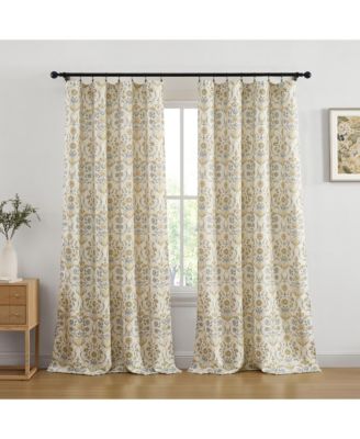 Clara Floral Damask Patterned Window Back Tab Rod Pocket Curtains Bedroom - Light Blocking Darkening Window Panels, Set of 2 (Grey, 52 W x 96 L)