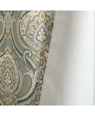 Messina Paisley Damask Patterned Back Tab Rod Pocket Curtains - Light Blocking Darkening Window Panels, Set of 2 (Green/Yellow, 52 W x 96 L)