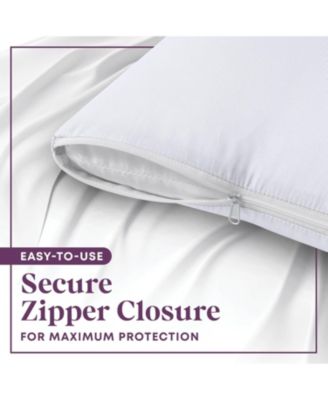 Circles Home 100% Cotton Breathable Pillow Protector with Zipper – White (8 Pack)